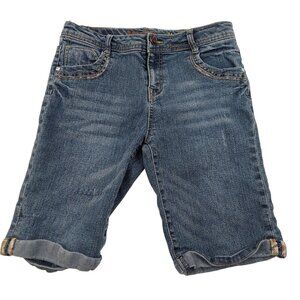 Mudd Jean Shorts Girls 16 Medium Blue Wash Denim Rolled Cuff Pedal Pushers